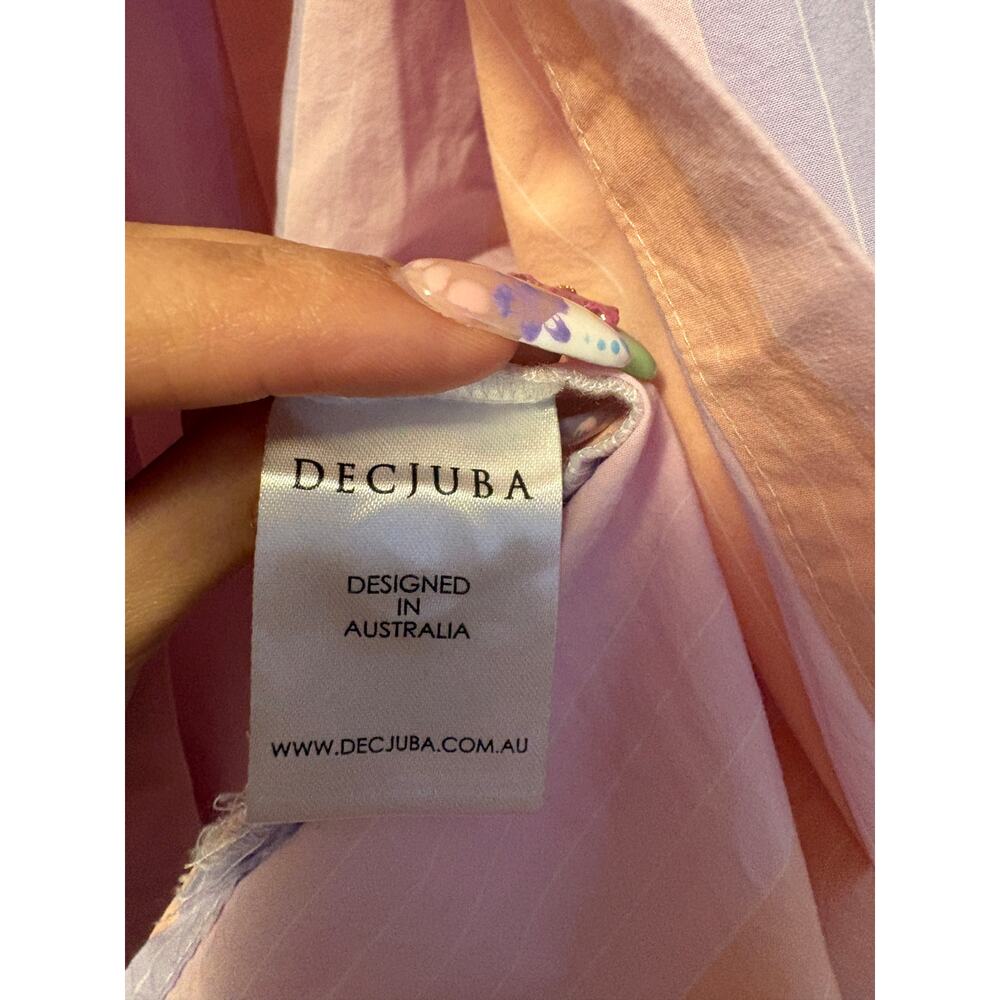 Decjuba Petra Oversized Top Lilac Orange Pink Pastel Striped Shirt Sz 8/10 - Picture 4 of 5